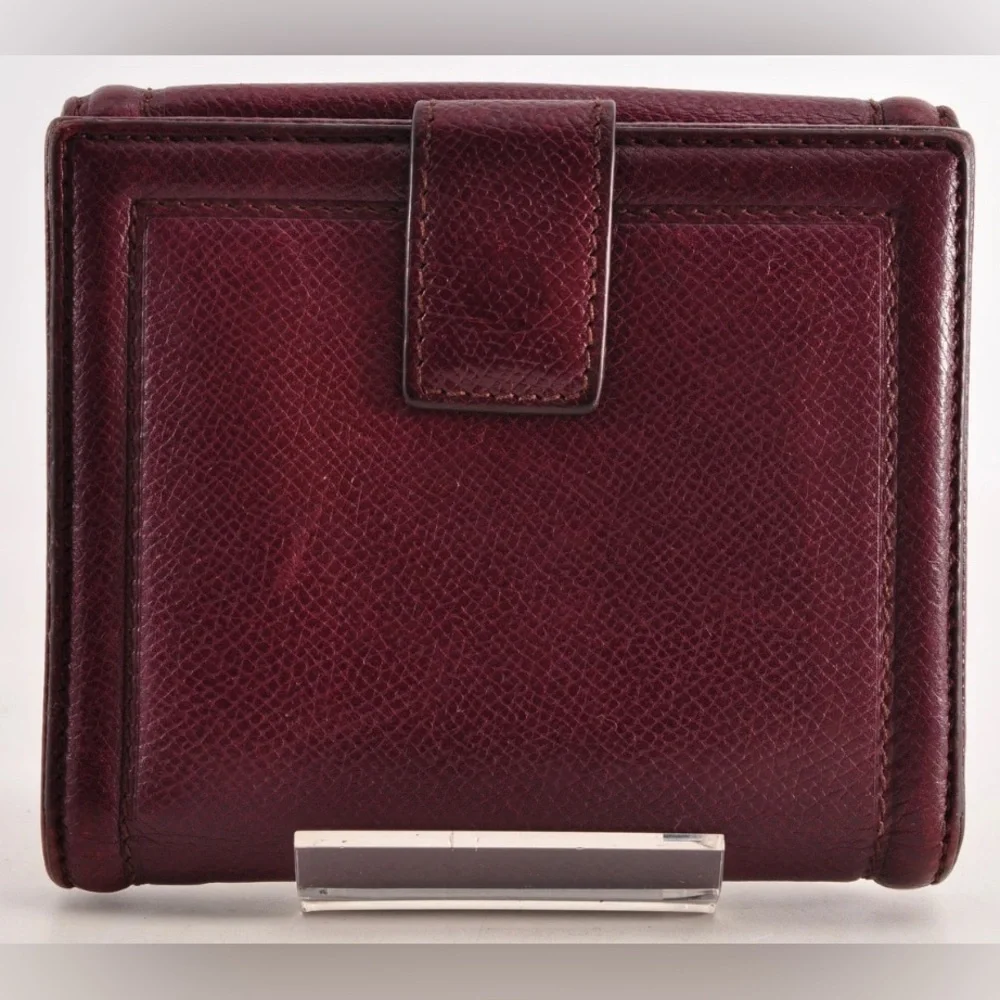 Salvatore Ferragamo Vara Ribbon Bi-Fold Wallet Leather Wine Red Auth EUC - Picture 2 of 16